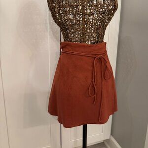 GF Collection | Faux Suede Mini Skirt | Terracotta Orange | Size 6